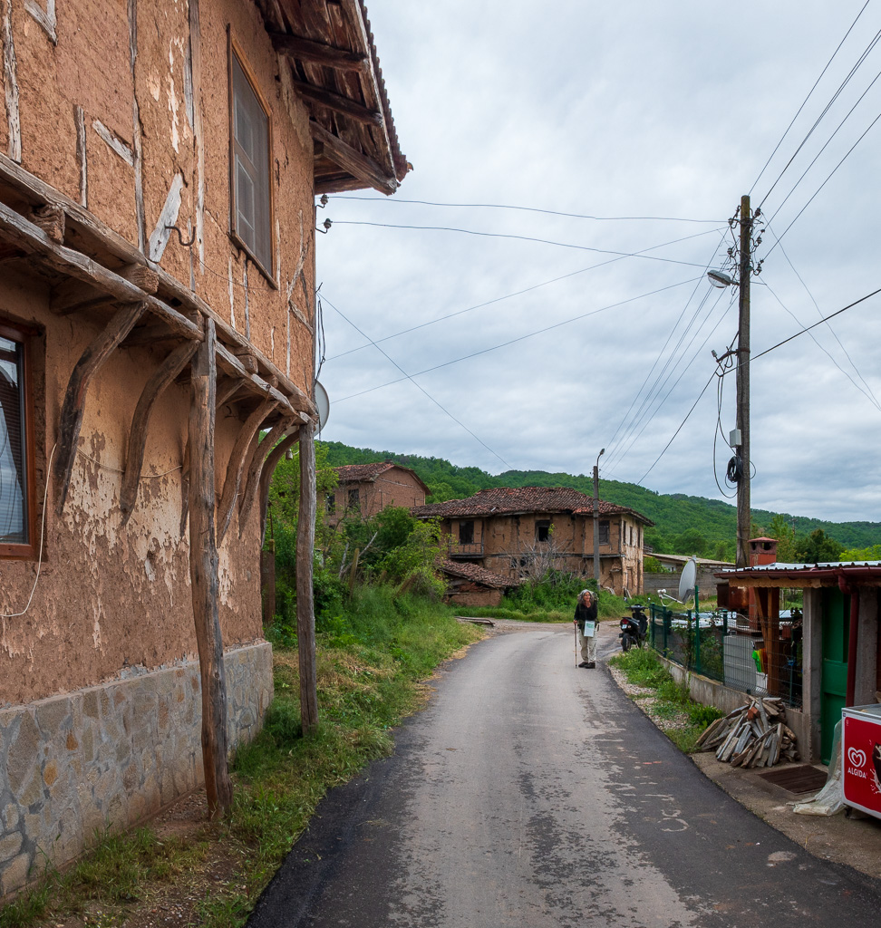 Mandritsa’s main street, with closed pub to the right