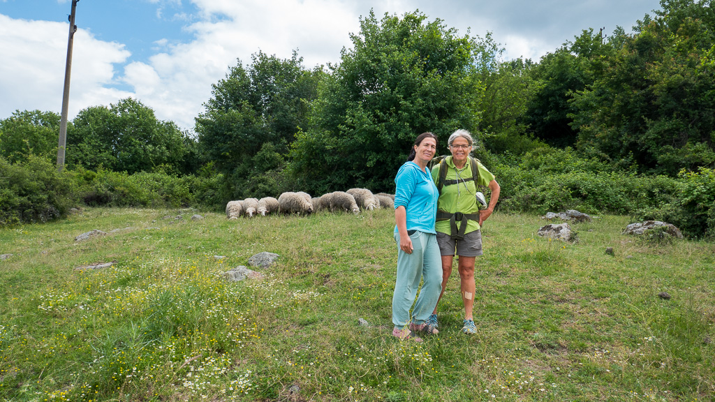 With sociable shepherdess on the way from Gorno Glavanak to the Iron age cromlech near Dolno Glavanak (in vain)